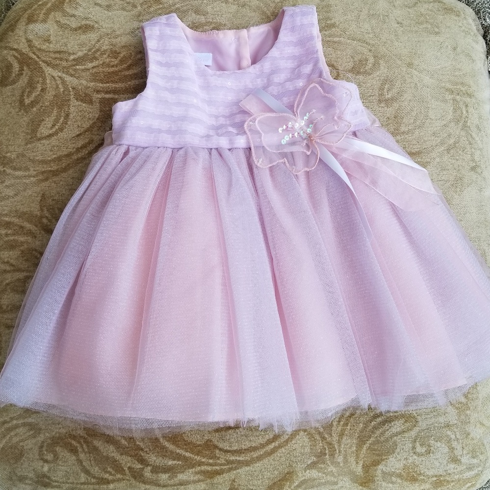 Bonnie Baby Sequin Stripes to Tulle Dress